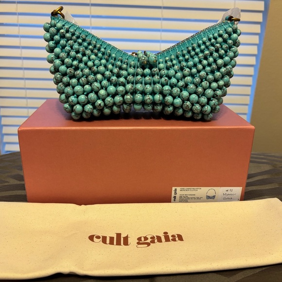 Cult Gaia (Mercier Clutch) Ibiza Turquoise Beaded Shoulder Bag - Picture 3 of 4